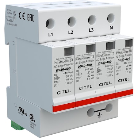 Citel Surge Protection Device, 3 Phase, 277/480V, 4 Wires DS44S-400
